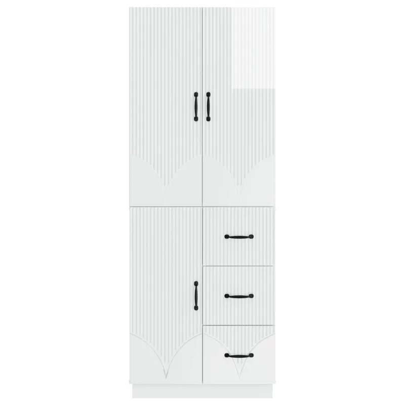 Spintelė 2 pcs Itin blizgi balta Apdirbta mediena