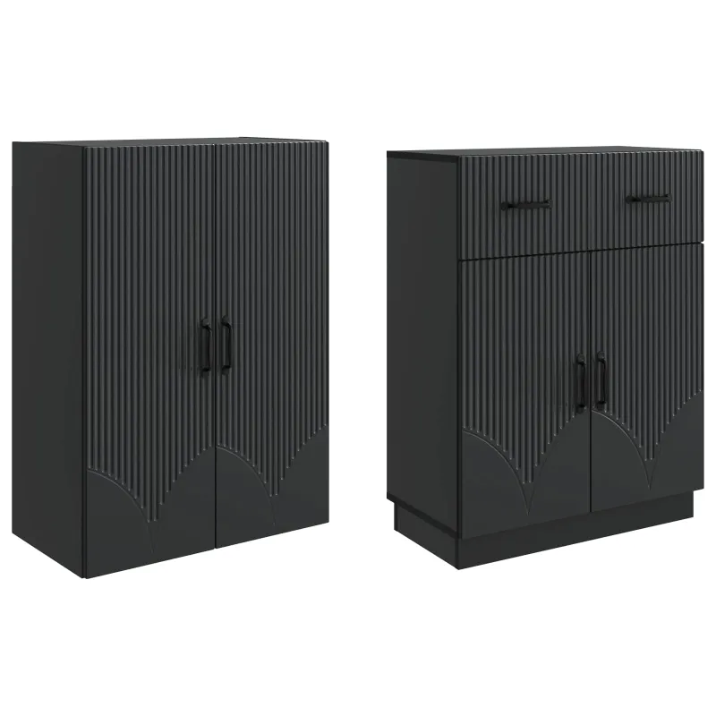 Spintelė 2 pcs Juoda Apdirbta mediena