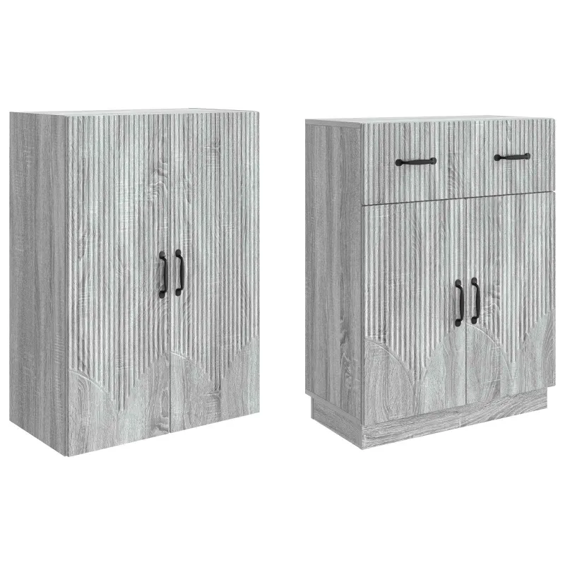 Spintelė 2 pcs Pilka Sonoma Apdirbta mediena