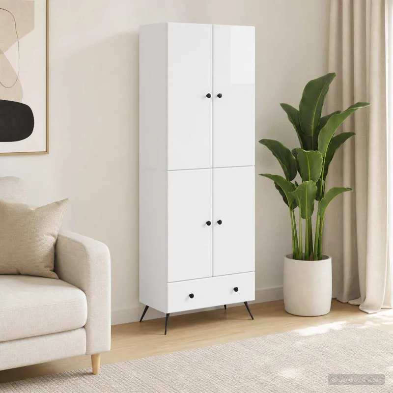 Spintelė 2 pcs Itin blizgi balta Apdirbta mediena