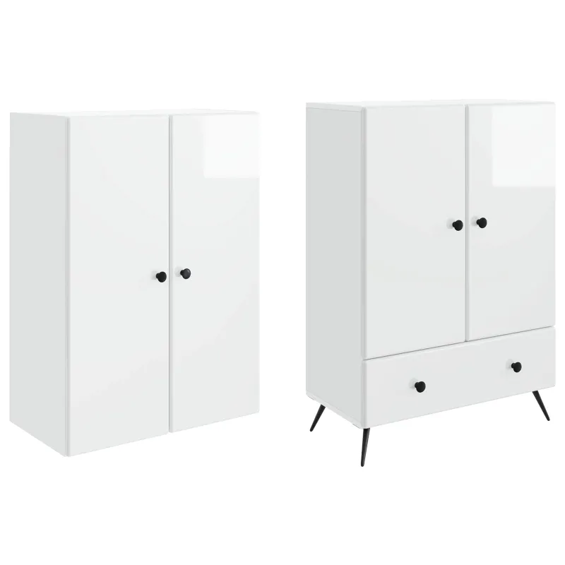 Spintelė 2 pcs Itin blizgi balta Apdirbta mediena
