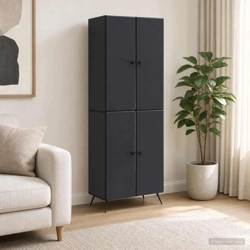 Spintelė 2 pcs Juoda Apdirbta mediena