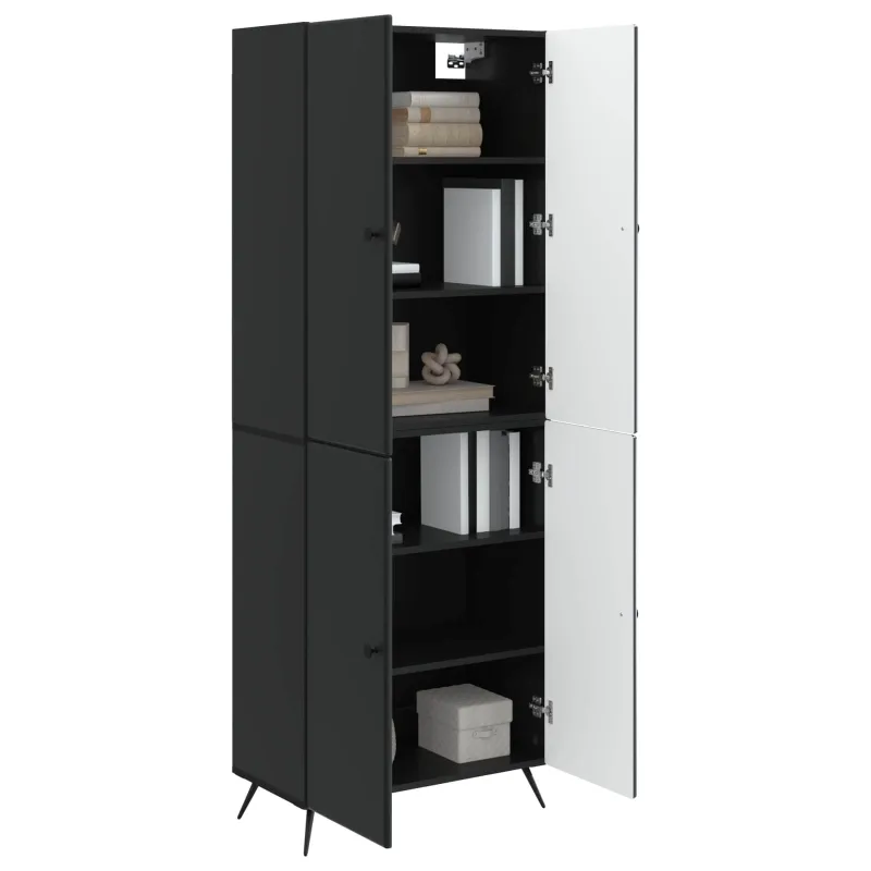 Spintelė 2 pcs Juoda Apdirbta mediena