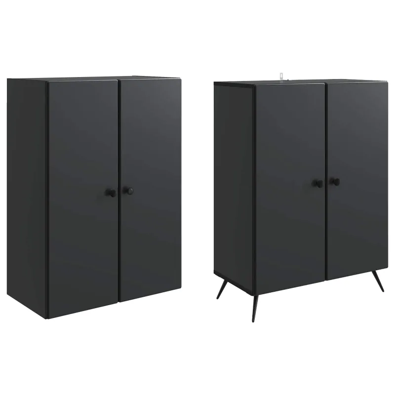 Spintelė 2 pcs Juoda Apdirbta mediena