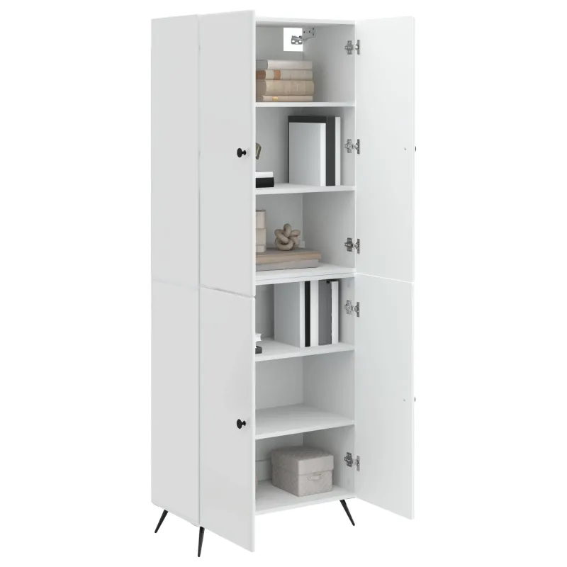 Spintelė 2 pcs Itin blizgi balta Apdirbta mediena