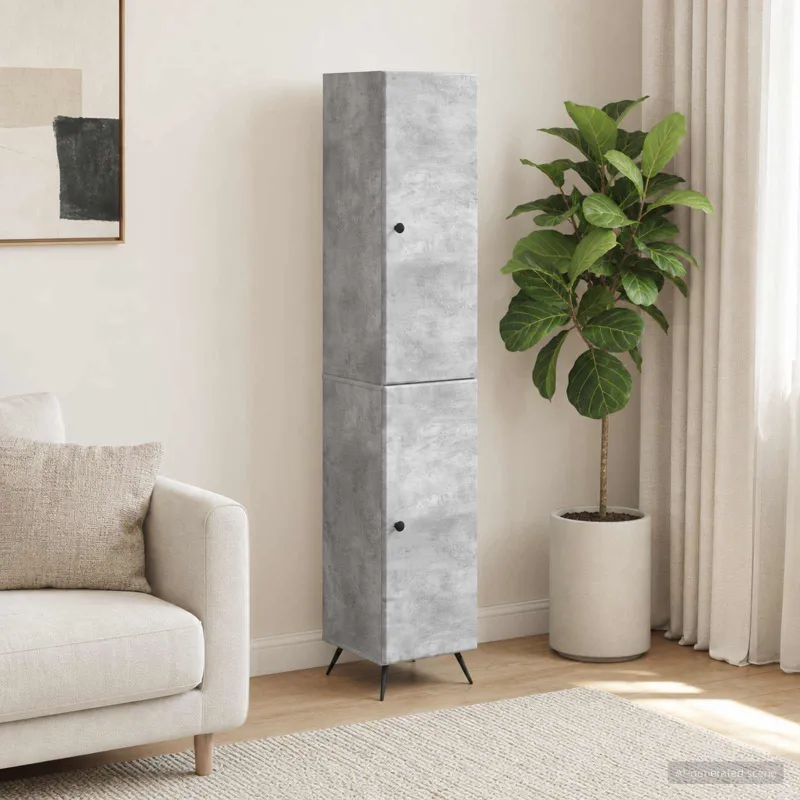 Spintelė 2 pcs Betono pilka Apdirbta mediena
