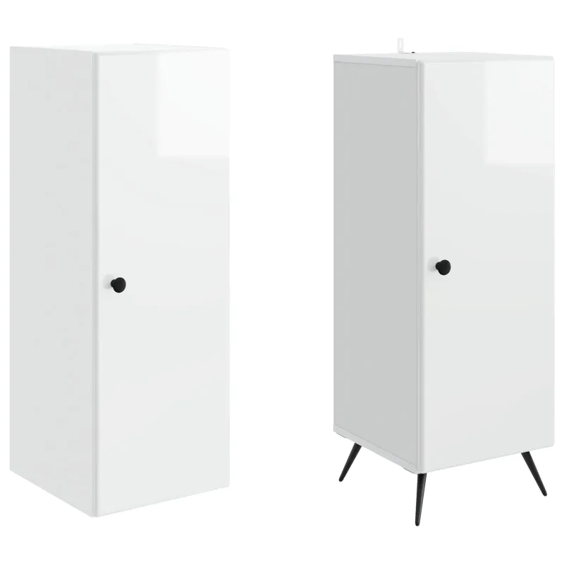 Spintelė 2 pcs Itin blizgi balta Apdirbta mediena