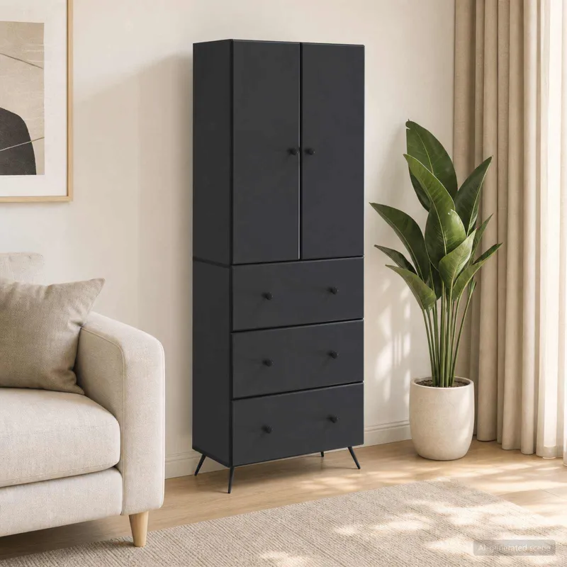 Spintelė 2 pcs Juoda 66 x 34,5 x 90 cm Apdirbta mediena