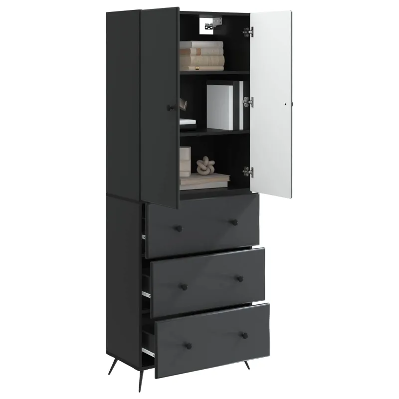 Spintelė 2 pcs Juoda 66 x 34,5 x 90 cm Apdirbta mediena