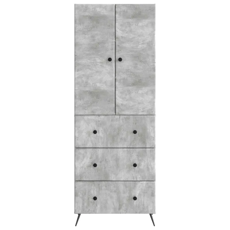 Spintelė 2 pcs Betono pilka 66 x 34,5 x 90 cm Apdirbta mediena