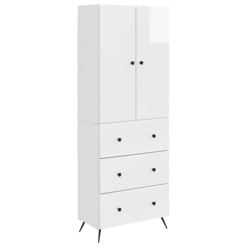 Spintelė 2 pcs Itin blizgi balta 66 x 34,5 x 90 cm