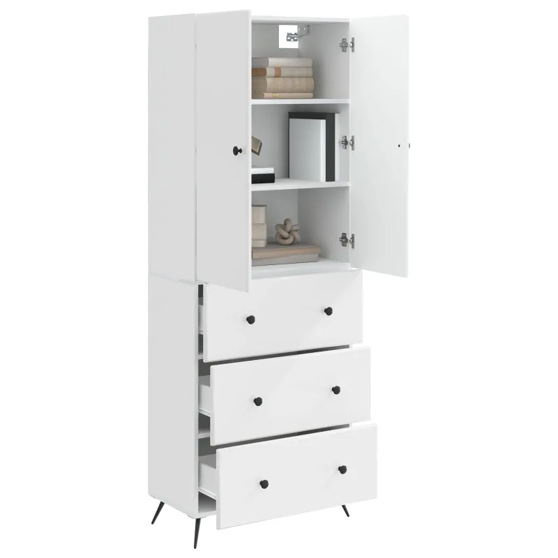 Spintelė 2 pcs Itin blizgi balta 66 x 34,5 x 90 cm