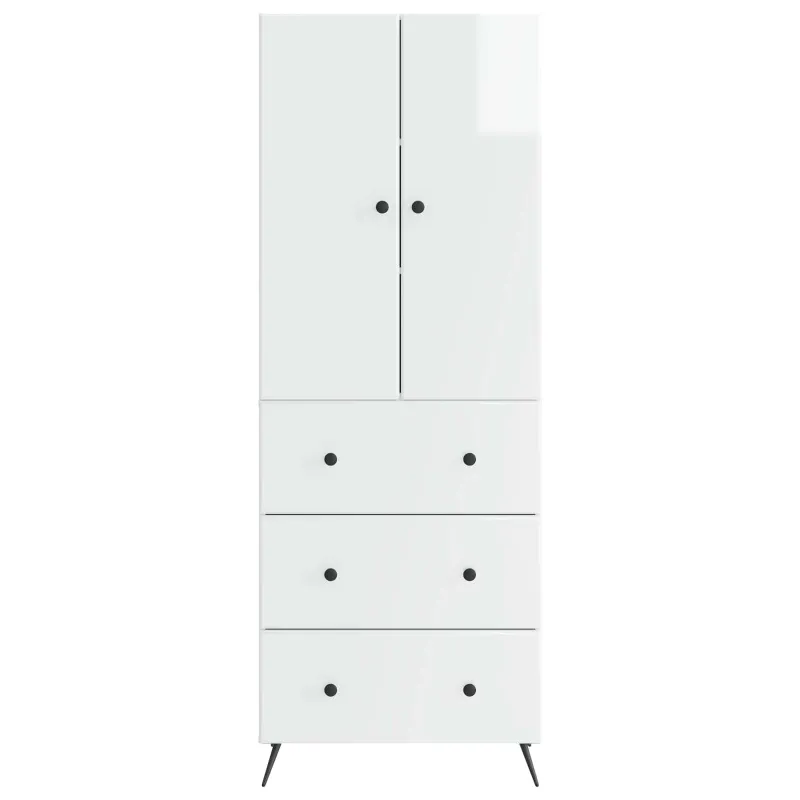 Spintelė 2 pcs Itin blizgi balta 66 x 34,5 x 90 cm