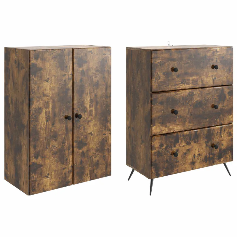 Spintelė 2 pcs Dūminio ąžuolo 66 x 34,5 x 90 cm