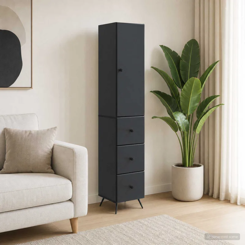 Spintelė 2 pcs Juoda 34,5 x 34,5 x 90 cm Apdirbta mediena