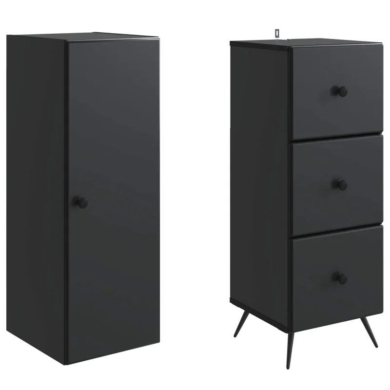 Spintelė 2 pcs Juoda 34,5 x 34,5 x 90 cm Apdirbta mediena