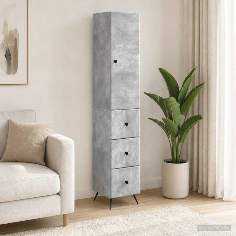Spintelė 2 pcs Betono pilka 34,5 x 34,5 x 90 cm