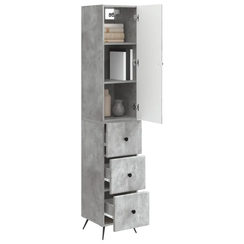 Spintelė 2 pcs Betono pilka 34,5 x 34,5 x 90 cm