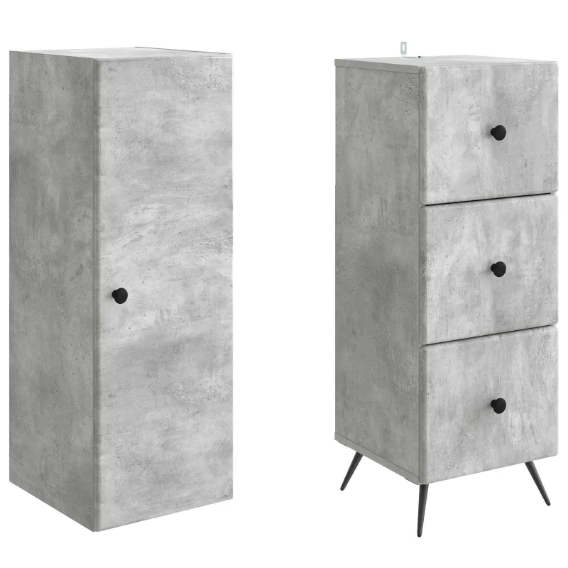 Spintelė 2 pcs Betono pilka 34,5 x 34,5 x 90 cm