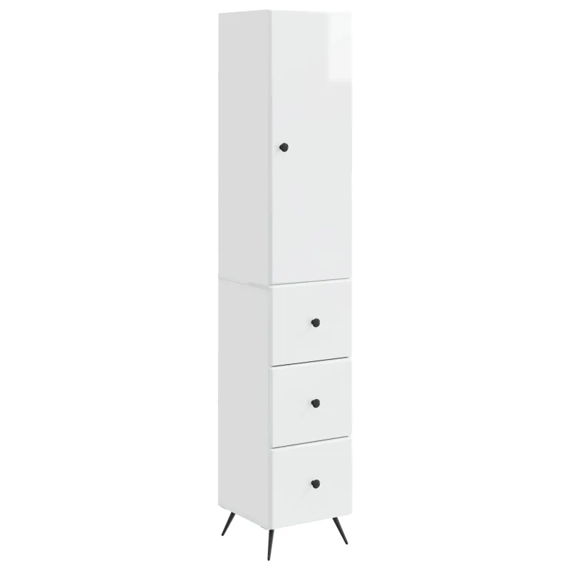 Spintelė 2 pcs Itin blizgi balta 34,5 x 34,5 x 90 cm