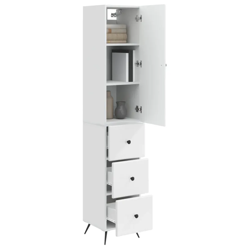 Spintelė 2 pcs Itin blizgi balta 34,5 x 34,5 x 90 cm