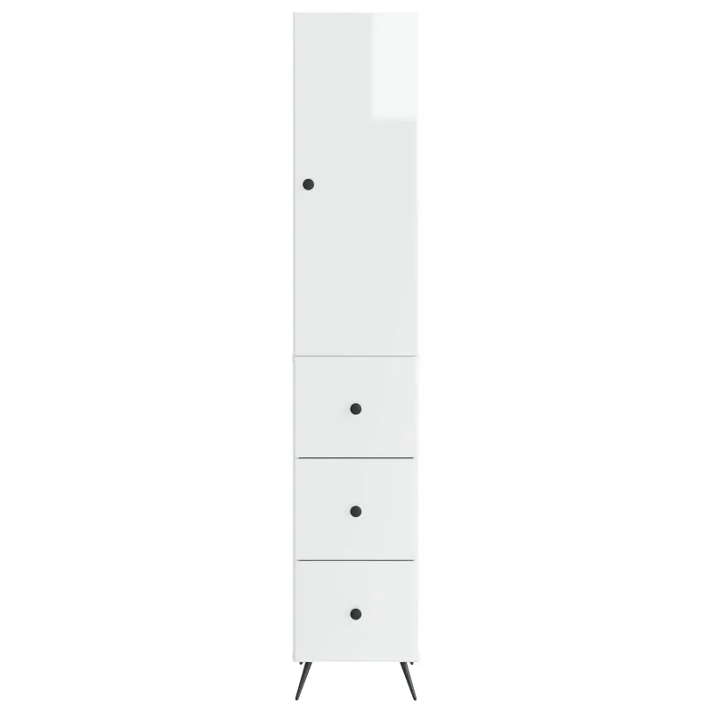 Spintelė 2 pcs Itin blizgi balta 34,5 x 34,5 x 90 cm
