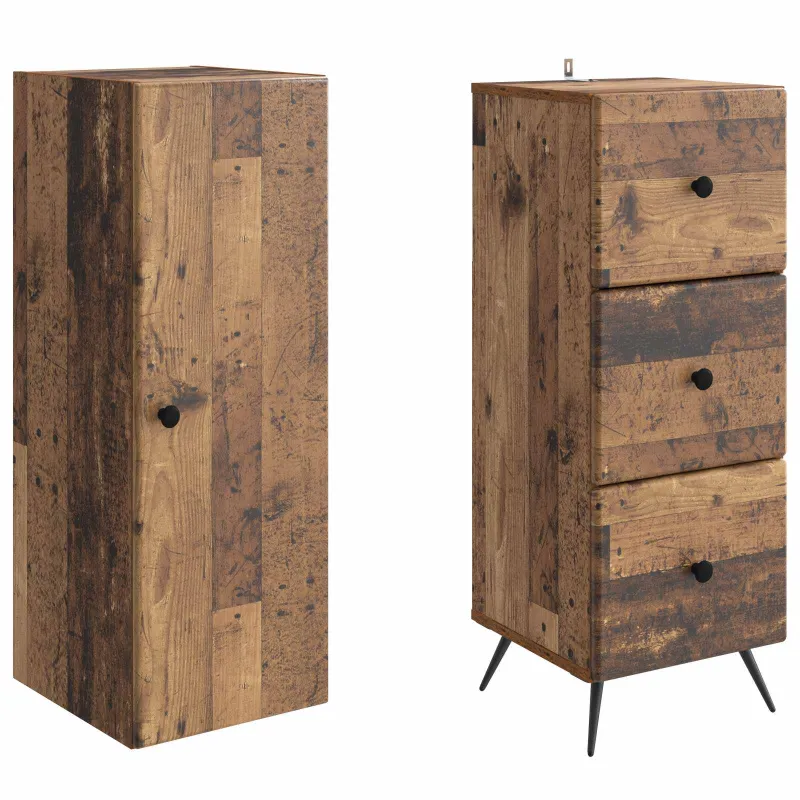 Spintelė 2 pcs Sendintos medienos 34,5 x 34,5 x 90 cm