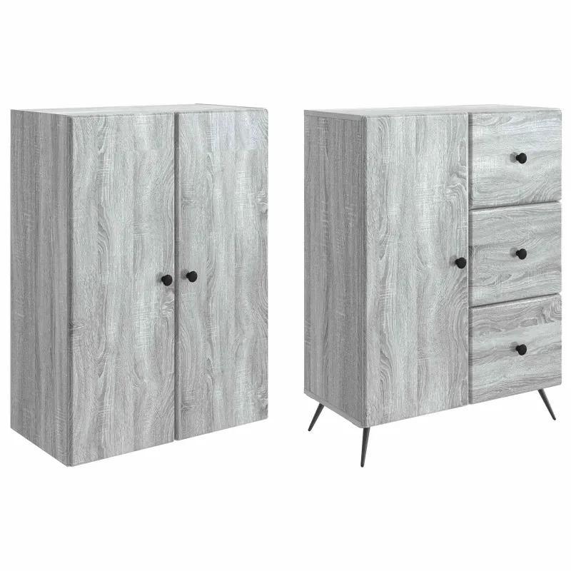 Spintelė 2 pcs Pilka Sonoma Apdirbta mediena