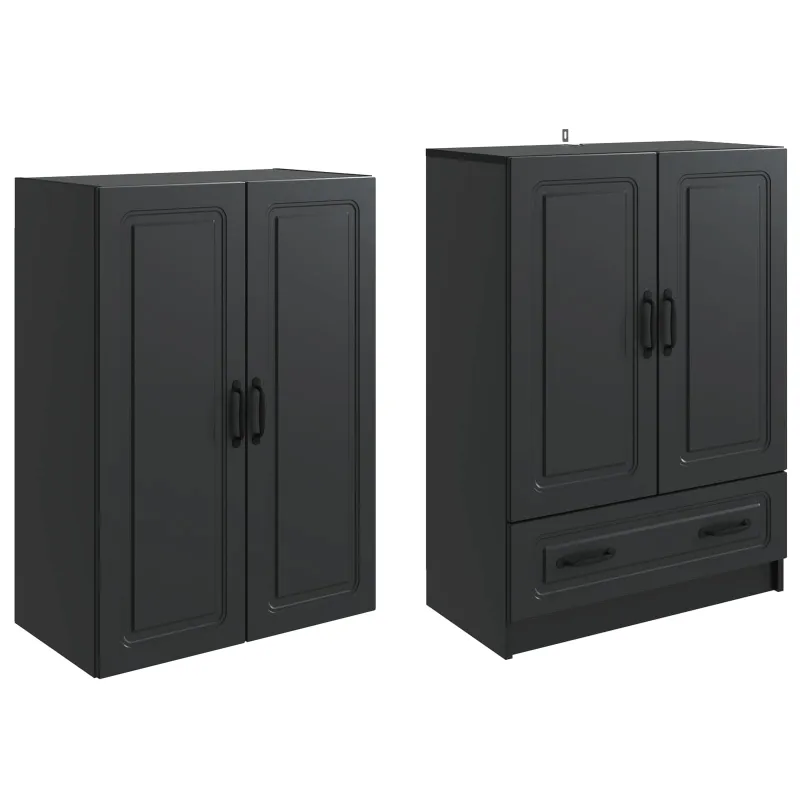 Spintelė 2 pcs Juoda Apdirbta mediena