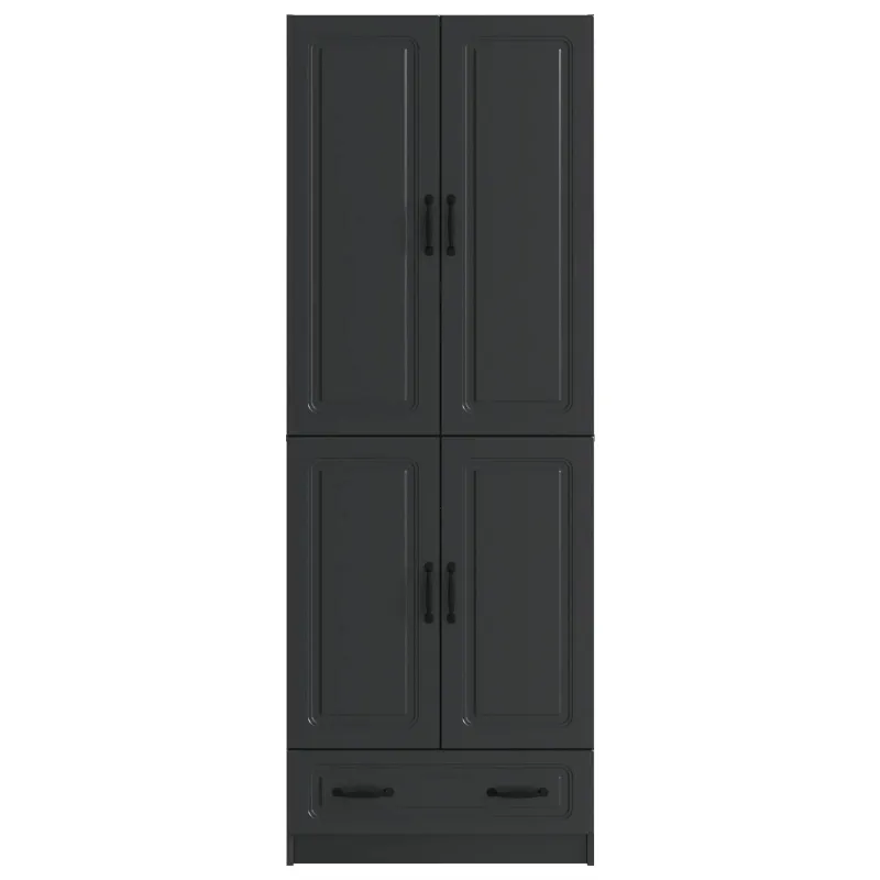 Spintelė 2 pcs Juoda Apdirbta mediena