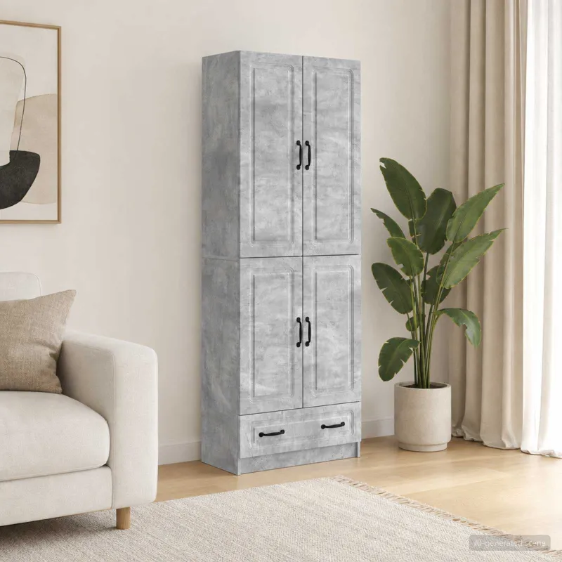 Spintelė 2 pcs Betono pilka Apdirbta mediena