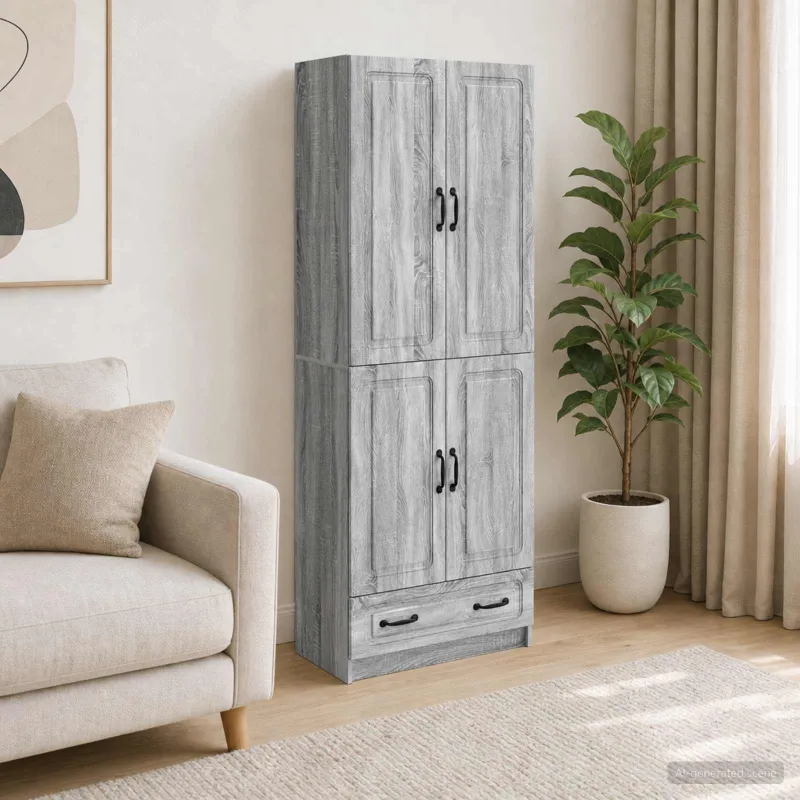 Spintelė 2 pcs Pilka Sonoma Apdirbta mediena