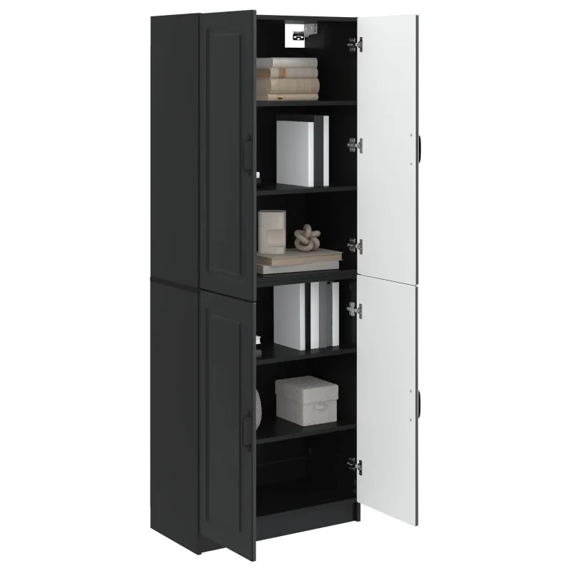 Spintelė 2 pcs Juoda Apdirbta mediena