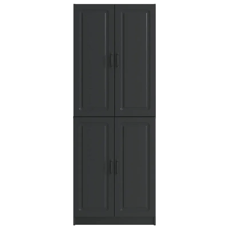 Spintelė 2 pcs Juoda Apdirbta mediena