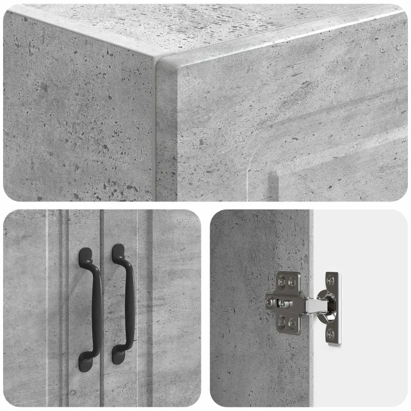 Spintelė 2 pcs Betono pilka Apdirbta mediena