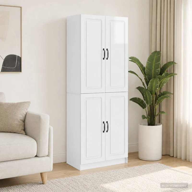 Spintelė 2 pcs Itin blizgi balta Apdirbta mediena