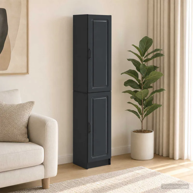 Spintelė 2 pcs Juoda Apdirbta mediena