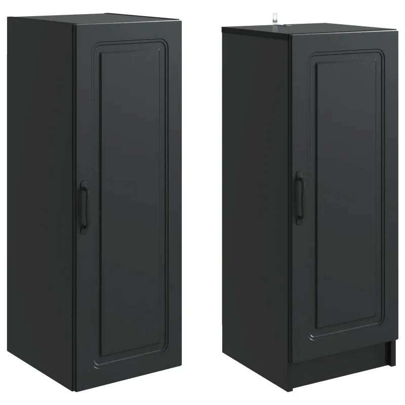 Spintelė 2 pcs Juoda Apdirbta mediena