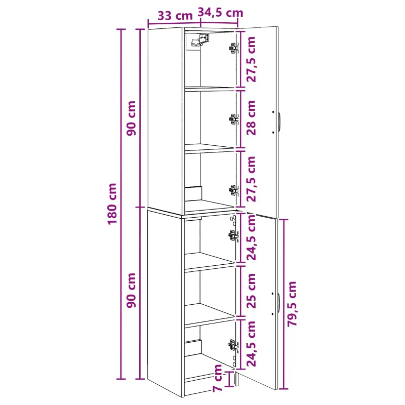 Spintelė 2 pcs Juoda Apdirbta mediena