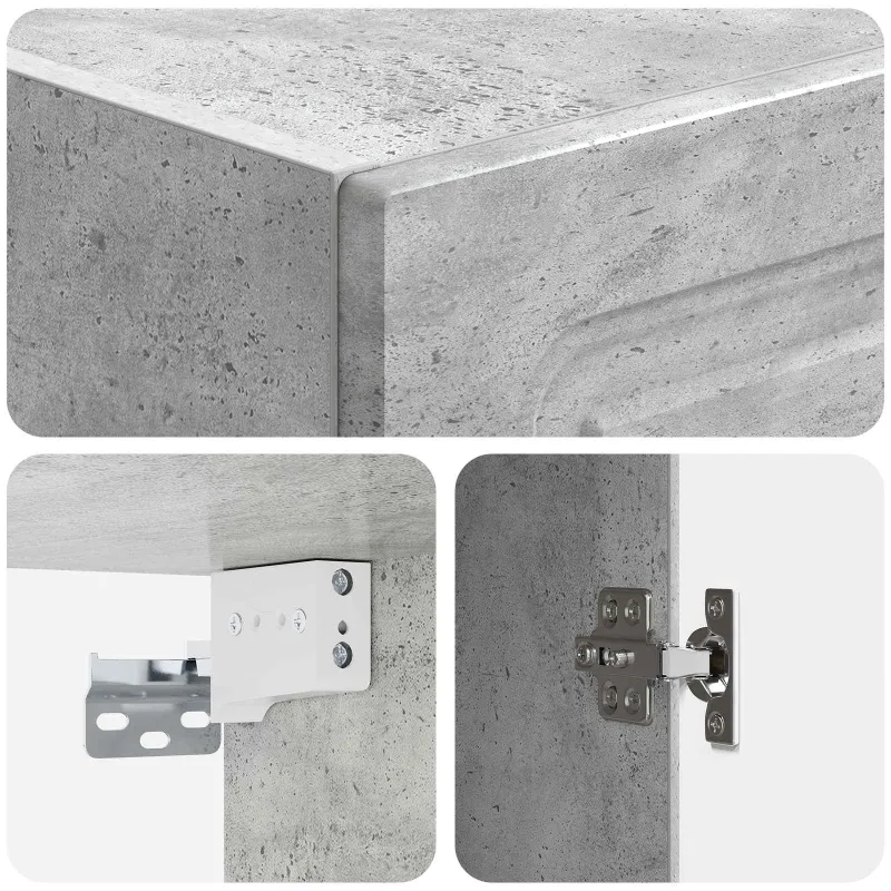 Spintelė 2 pcs Betono pilka Apdirbta mediena