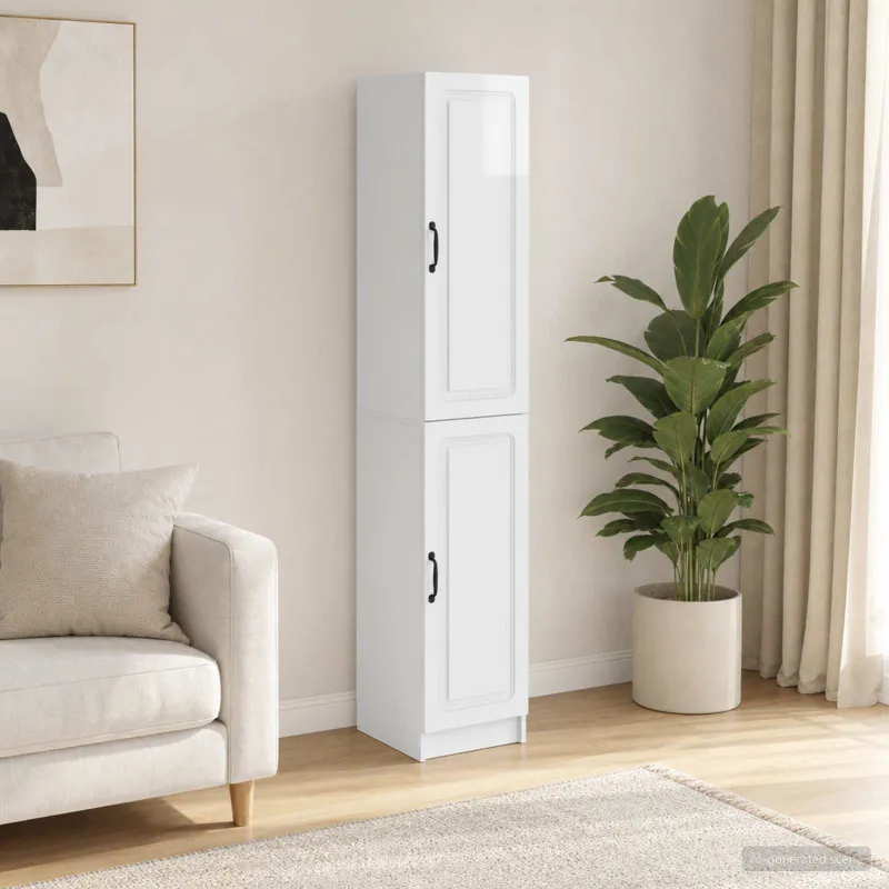 Spintelė 2 pcs Itin blizgi balta Apdirbta mediena