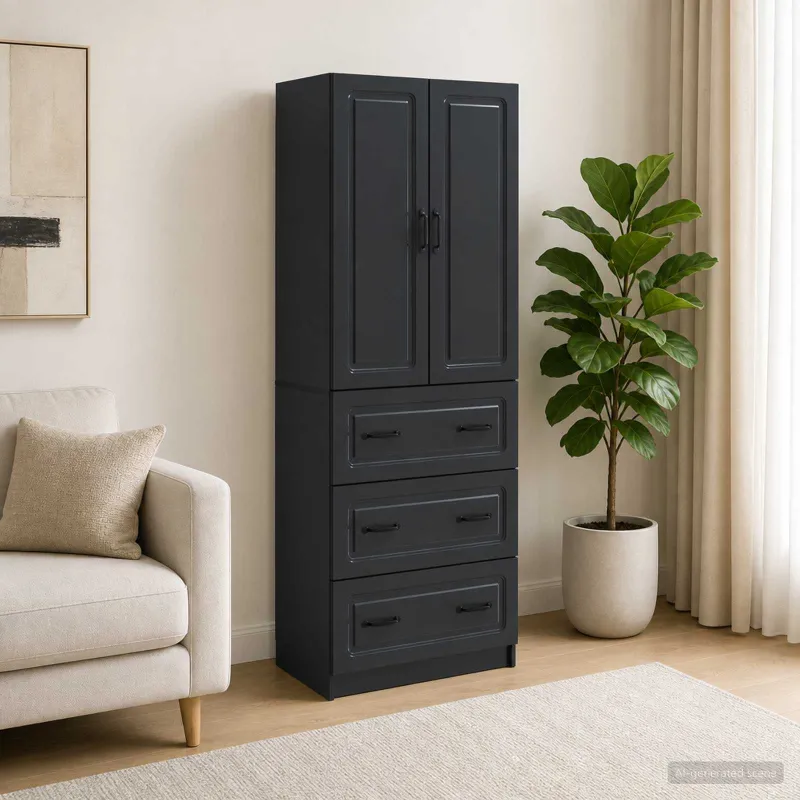 Spintelė 2 pcs Juoda 66 x 34,5 x 87 cm Apdirbta mediena