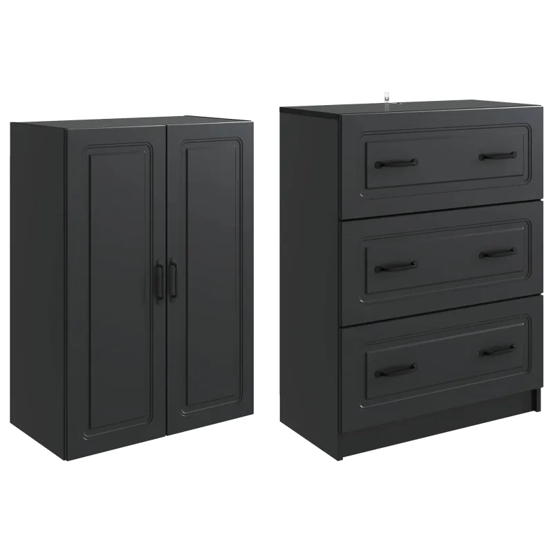 Spintelė 2 pcs Juoda 66 x 34,5 x 87 cm Apdirbta mediena
