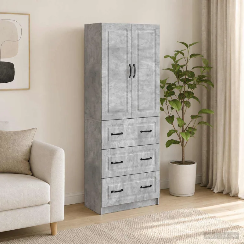 Spintelė 2 pcs Betono pilka 66 x 34,5 x 87 cm Apdirbta mediena