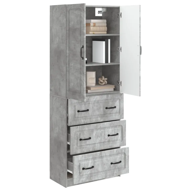 Spintelė 2 pcs Betono pilka 66 x 34,5 x 87 cm Apdirbta mediena