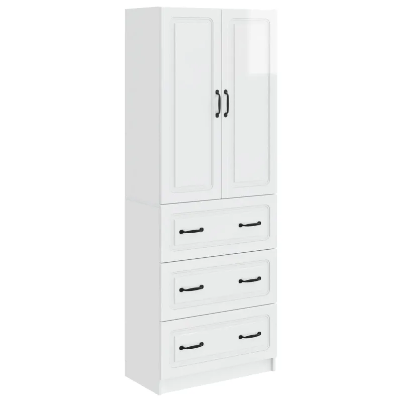 Spintelė 2 pcs Itin blizgi balta 66 x 34,5 x 87 cm
