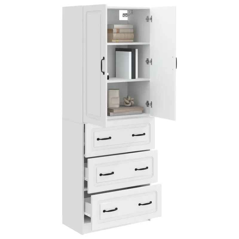 Spintelė 2 pcs Itin blizgi balta 66 x 34,5 x 87 cm