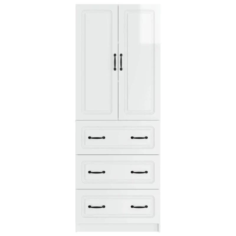 Spintelė 2 pcs Itin blizgi balta 66 x 34,5 x 87 cm