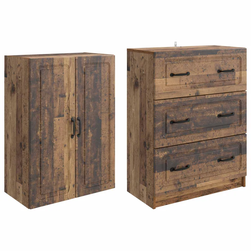 Spintelė 2 pcs Sendintos medienos 66 x 34,5 x 87 cm