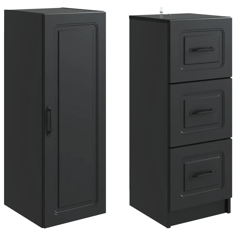 Spintelė 2 pcs Juoda 33 x 34,5 x 87 cm Apdirbta mediena